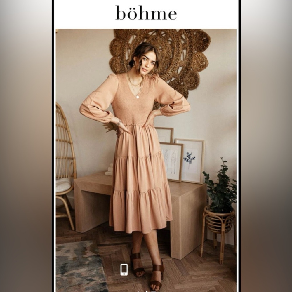 New Bohme Anthropologie large pink  prairie boho dress $69 maxi
